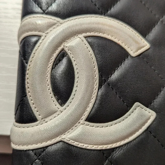 Authentic Chanel Quilted Leather Long Wallet - Black & Pink - Picture 8 of 15
